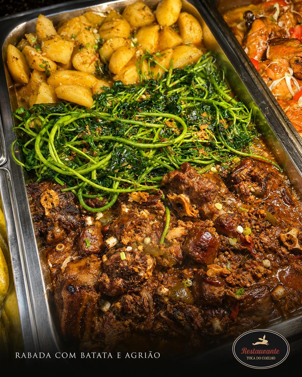Rabada com batata e agrião no buffet da Toca do Coelho